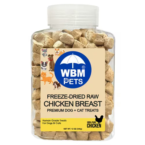WBM Pets Freeze-Dried Raw Chicken Breast Dog and Cat Treats, 12 oz Premium Quality Natural Snack