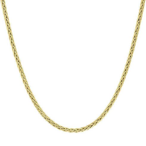 Braided Wheat Chain Necklace in Solid 14K Gold