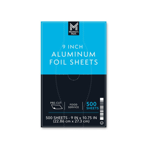 Member’s Mark Aluminum Foil Sheets, 9" x 10.75" – Pre-Cut Heavy-Duty Foil for Cooking, Baking & Food Storage (500 Count)
