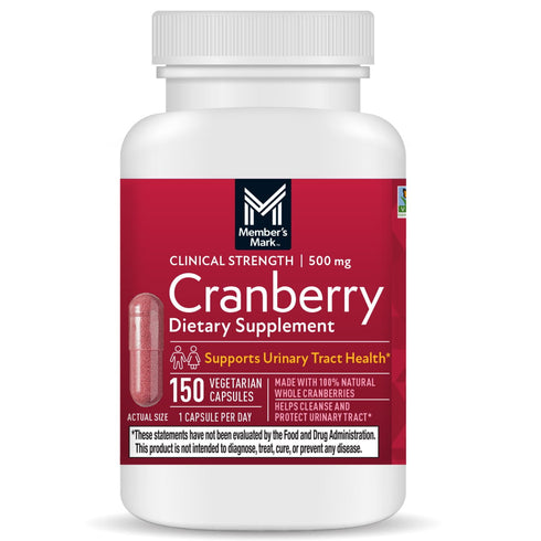 Member’s Mark Clinical Strength Cranberry Capsules, 500 mg, 150 Count – Supports Urinary Tract Health
