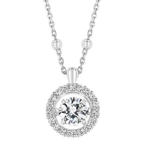 Lab Created Gemstone Dancing Pendant & Earring Set in Sterling Silver