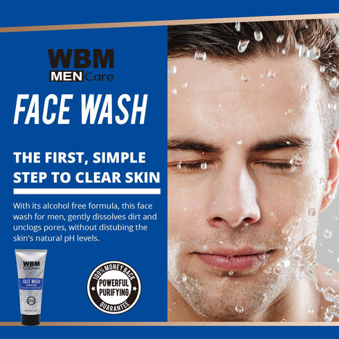 WBM Care Men Deep Cleanse Charcoal Face Wash – Daily Facial Cleanser for All Skin Types, 5.29 oz