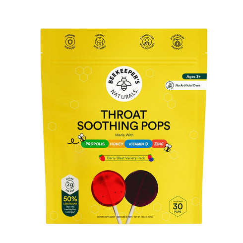 BeeKeeper's Naturals Kid’s Propolis Throat Soothing Pops, Natural Honey Flavor, 30 ct., Soothes Sore Throats