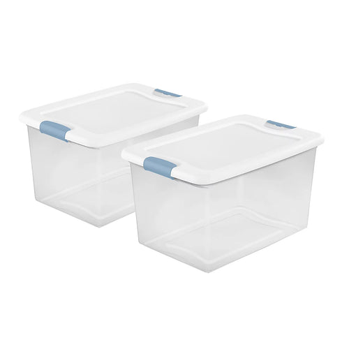 Sterilite 64-Qt Stackable Clear Plastic Storage Bins with Latching Lids, 2-Pc. Set
