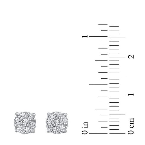 0.23 Carat Round Cut Cluster Diamond Stud Earrings in 14K Gold