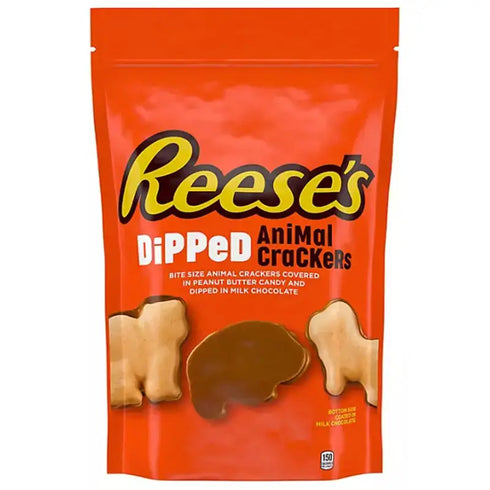 Reese's Chocolate Peanut Butter Dipped Animal Crackers, 24 oz – Crunchy Bites Coated in Creamy Peanut Butter & Rich Chocolate