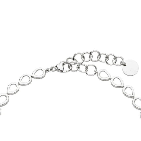 Pear Cut Lab Created Gemstone Halo Tennis Necklace in Sterling Silver