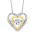 Lab Created White Sapphire & Diamond Heart Dancing Pendant Necklace