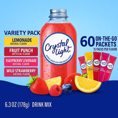Crystal Light OTG Energy Variety Pack,Replenish energy, travel and outdoors