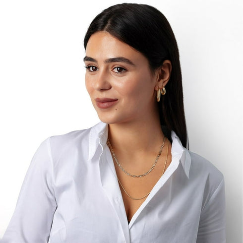 Criss Cross Diamond Cut Sparkle Chain Necklace in 14K Gold