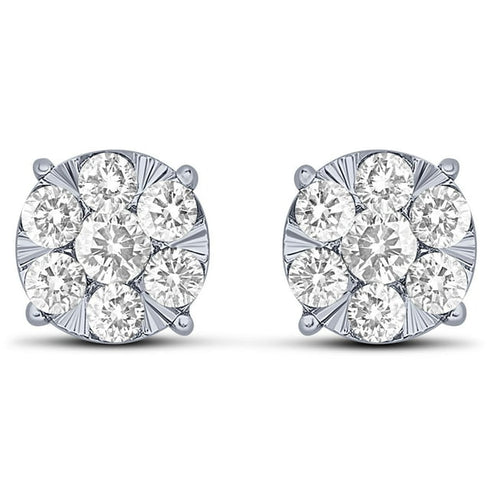 0.23 Carat Round Cut Cluster Diamond Stud Earrings in 14K Gold