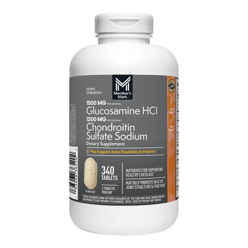 Member’s Mark Extra Strength Glucosamine HCl & Chondroitin Sulfate Tablets, 340 Count | Joint Health Dietary Supplement