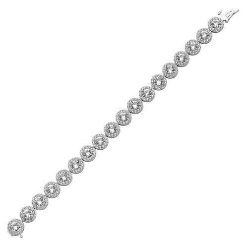 Lab Created Gemstone Halo Tennis Bracelet with Round Cut Stones