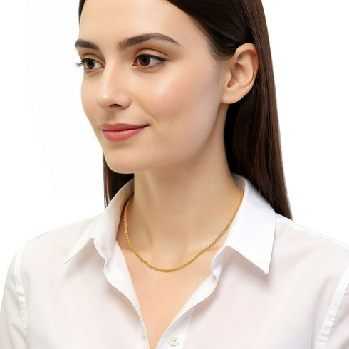 Diamond Cut Bismarck Chain Necklace in Solid 14K Gold
