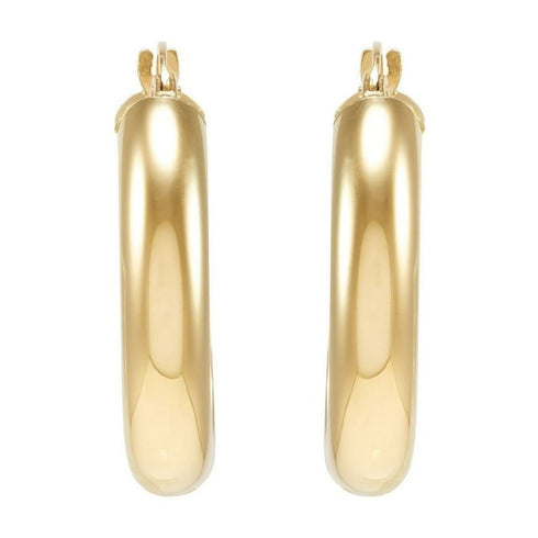14K Gold Wedding Band Hoop Earrings for Women