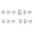 Fancy Cut Lab Created White Sapphire Four Pair Earring Set in Sterling Silver