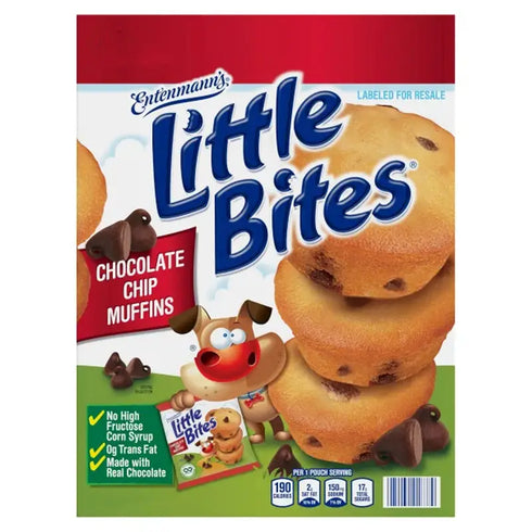 Little Bites Chocolate Chip Muffins, 1.65 oz., 20 Pack - Soft, Moist Mini Muffins with Rich Chocolate Chips, Perfect for Snacking, Lunchboxes, or Parties