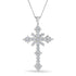 Baguette and Round Cut Diamond Cross Pendant Necklace in 14K Gold