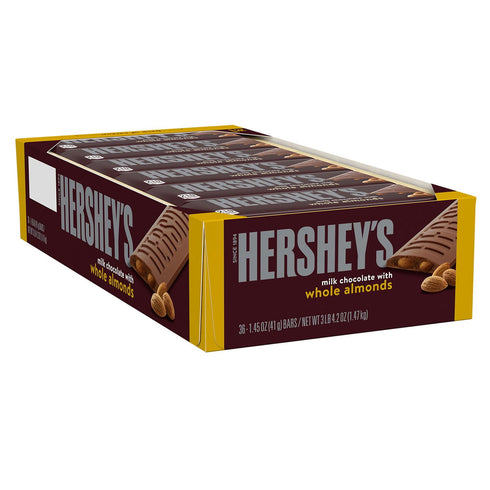 HERSHEY'S Milk Chocolate with Whole Almonds Candy Bars, Full Size, 1.45 oz., 36 pk
