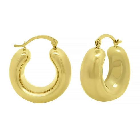 Puffy Hoop Earrings in Solid 14K Gold