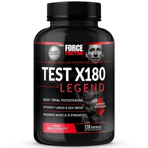 Force Factor Test X180 Legend Testosterone Booster Capsules, 120 Count – Supports Muscle, Strength & Energy