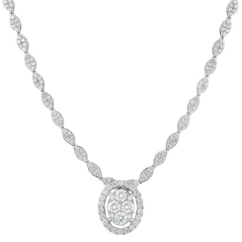2.95 CT Round Cut Halo Diamond Pendant Necklace in 14K Gold
