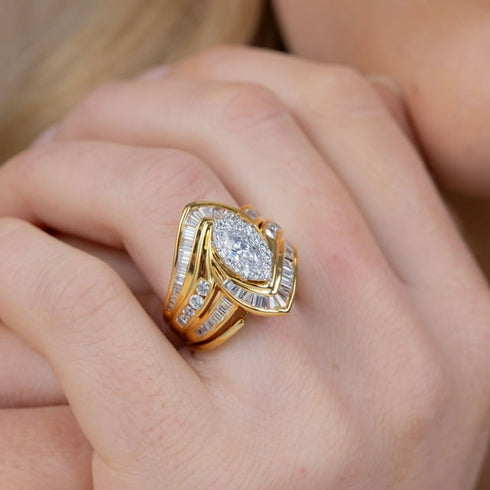 2.00 Carat Total Weight Marquise Cut Diamond Ring in 14K Gold