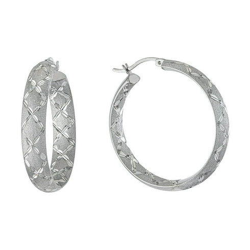 Matching Hoop Earrings and Bangle Bracelet Set in Sterling Silver