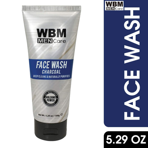 WBM Care Men Deep Cleanse Charcoal Face Wash – Daily Facial Cleanser for All Skin Types, 5.29 oz