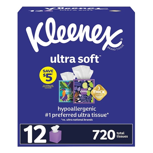 Kleenex Ultra Soft Facial Tissues, 12 pk./60 tissues per box