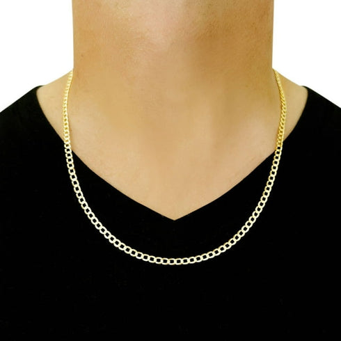 Curb Chain Necklace in Solid 14K Gold