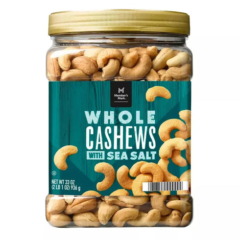 2.06 lbs - Premium Whole Cashews With Sea Salt, Premium Whole Cashews for Snacking, Baking, or Entertaining, Packed in a Resealable Bag for Freshness