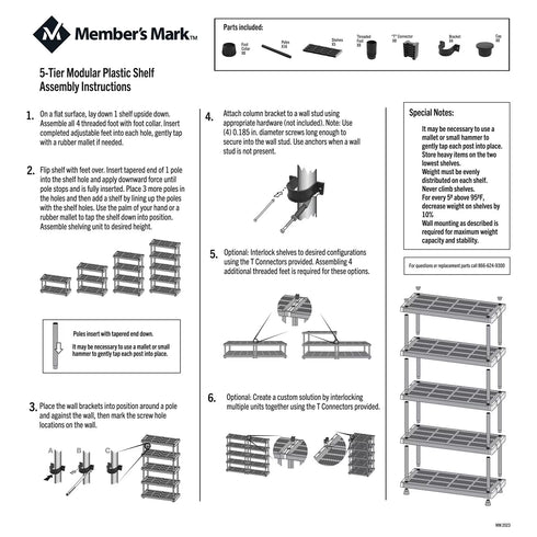 Member's Mark 5-Tier Heavy-Duty Shelf, 48""""W x 20""""D x 72""""H