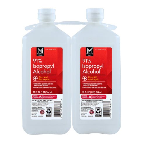 Member’s Mark 91% Isopropyl Alcohol, 32 fl. oz. Bottles, 2-Pack – Antiseptic & Cleaning Solution