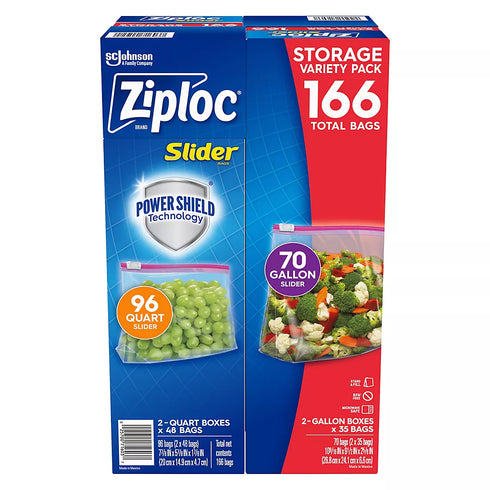 Ziploc Storage Slider Variety Pack, 166 ct.