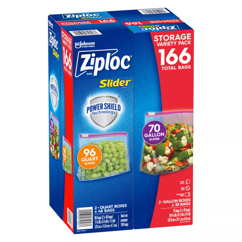Ziploc Storage Slider Variety Pack, 166 ct.