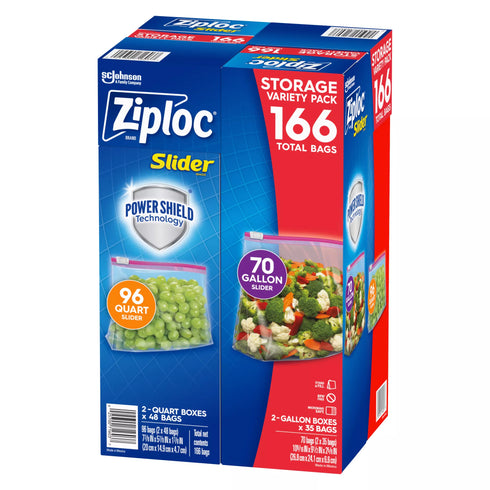 Ziploc Storage Slider Variety Pack, 166 ct.