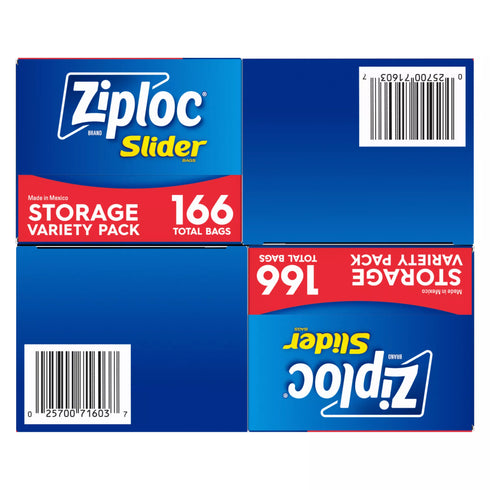 Ziploc Storage Slider Variety Pack, 166 ct.