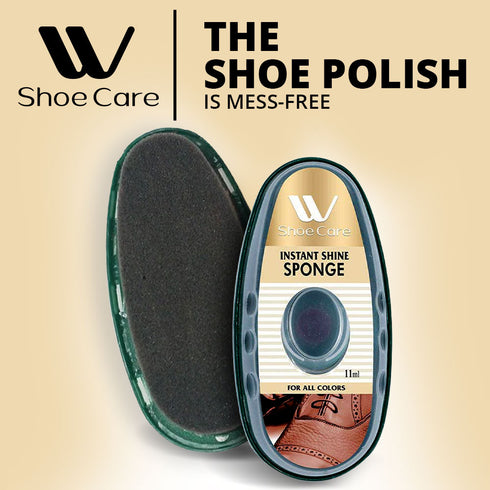 WBM Shoe Instant Shine Sponge – Neutral Color, Quick No-Buff Shoe Polisher, 0.37 oz
