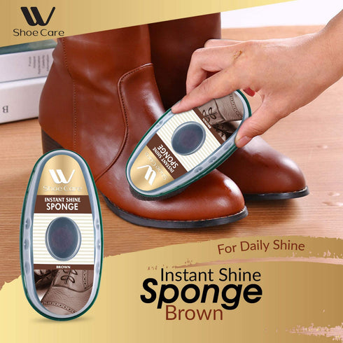 2 Pcs Premium Instant Shoe Shine Sponge (Brown, Neutral) - 11ml Each, Shoe Cleaner for Polishing, Buffing & Restoring Shine, Convenient & Easy to Use