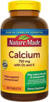 Nature Made Calcium 750mg with Vitamin D3 and K, Tablets, 300 ct