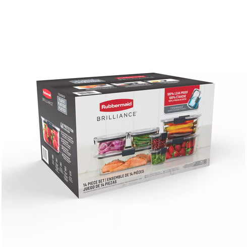 Rubbermaid Brilliance StainShield Plastic Food Storage Containers, 14-Pc. Set