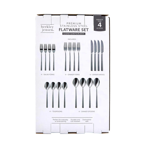 Berkley Jensen Stainless Steel Modern Flatware Set, 20-Pc.