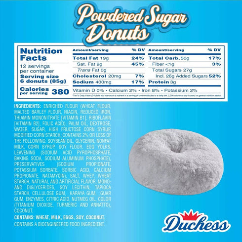 Mini Powdered Sugar Donuts, 3 oz -12 pk