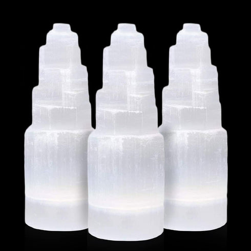 Selenite Crystal Tower 10cm - 3 Pcs | HIMALAYAN GLOW