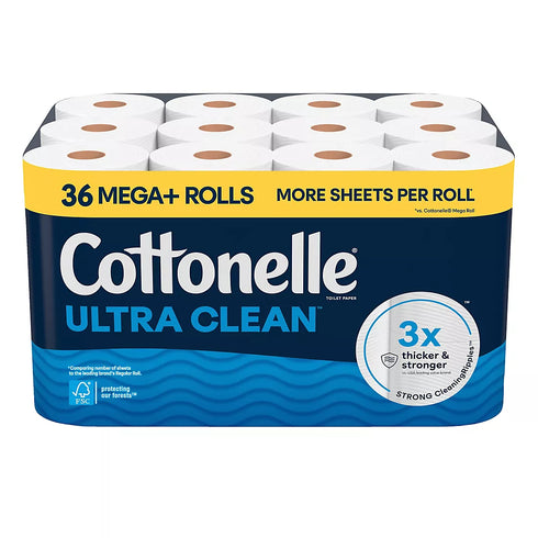Cottonelle Ultra Clean Strong Toilet Paper, 36 ct./sheets per roll
